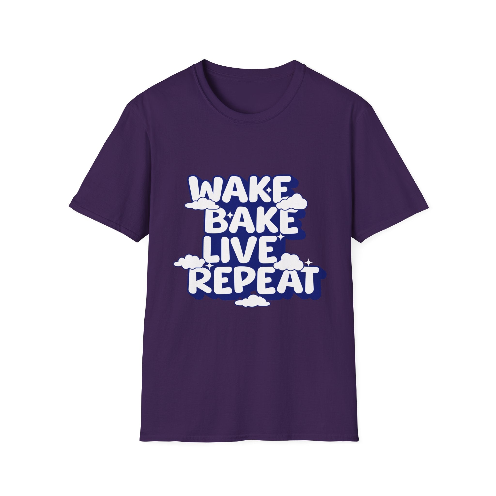 Wake Bake Live Repeat - Unisex T-Shirt (Front) - Damned Threads